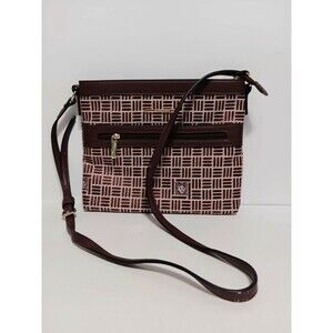 Anne Klein Maroon Tan Crossbody Hipster Purse 9"×11"